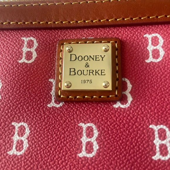 Dooney & Bourke Red Clutch with White Accents